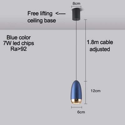 Minimalist LED pendant light with touch dimming and high CRI