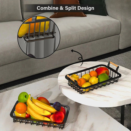 Rectangular two-tier fruit and vegetable storage basket - vue 4 sur 6
