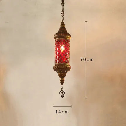 Retro industrial iron and coloured glass chandelier for Asian venues - vue 14 sur 14
