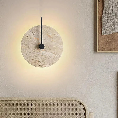 Japanese yellow travertine LED wall light for hotel and home decor - vue 6 sur 11