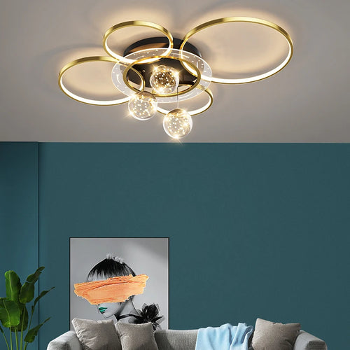 Modern decorative ring-shaped ceiling light for interiors - vue 5 sur 7