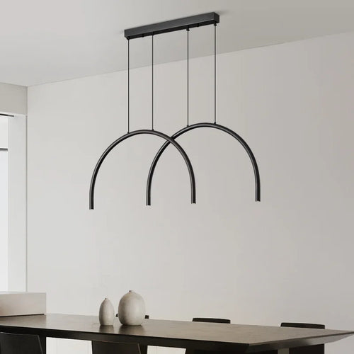 Modern gold brass pendant light 2/4/6 LED adjustable height - vue 4 sur 7