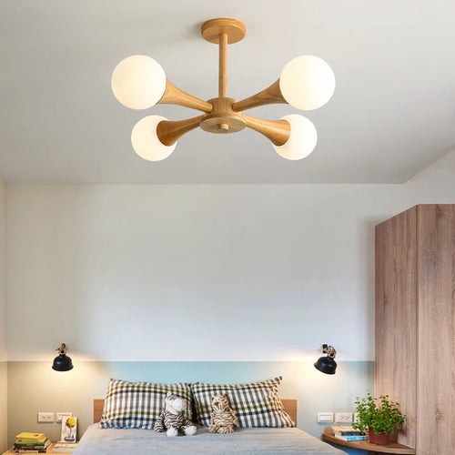 Japanese nordic solid wood log chandelier - vue 4 sur 9