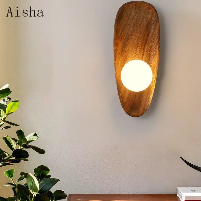 Walnut wood LED wall light