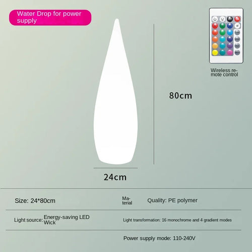 Waterproof solar garden floor lamp with water drop shape - vue 8 sur 14