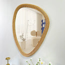 Handmade rattan bohemian woven mirror artisan home decor