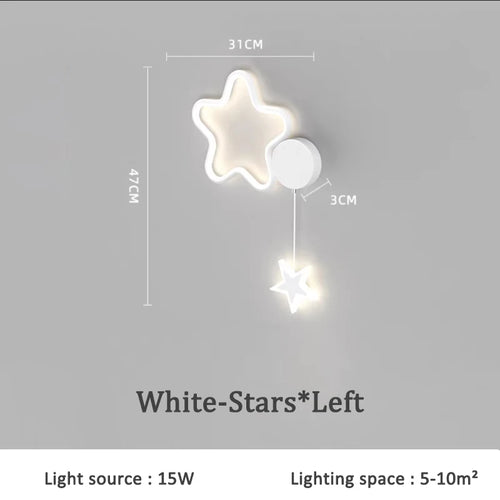 creative stars moon and clouds wall light for children - vue 16 sur 16