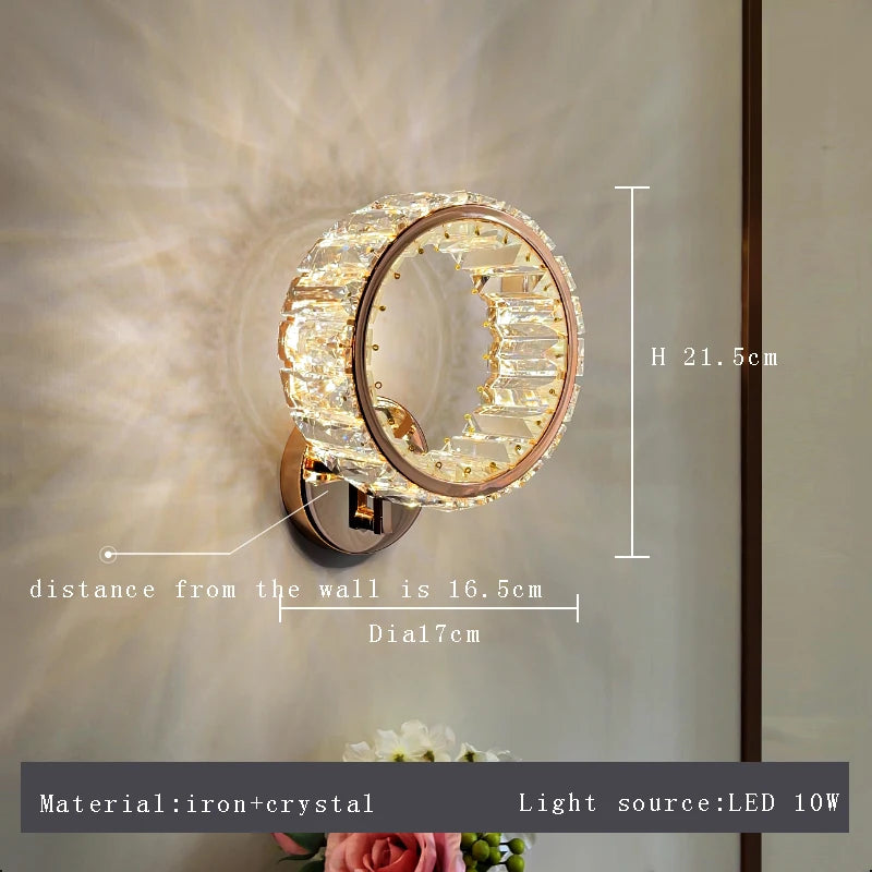 Modern luxury crystal LED wall light