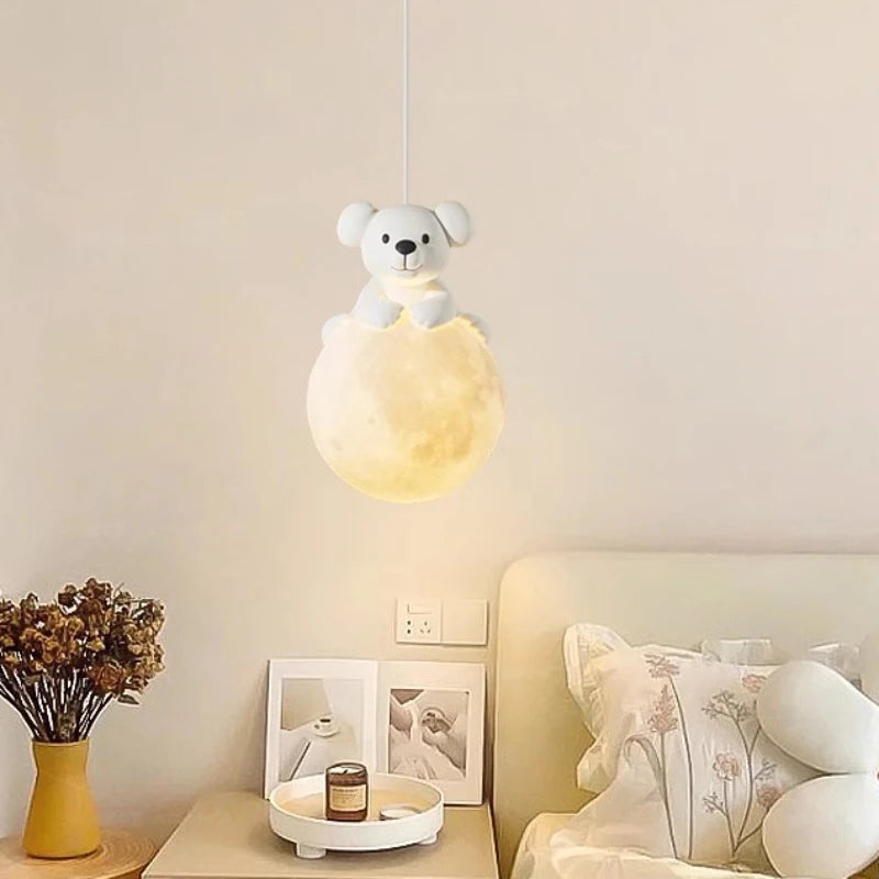 Cute puppy pendant light for children's room decor - vue 3 sur 8