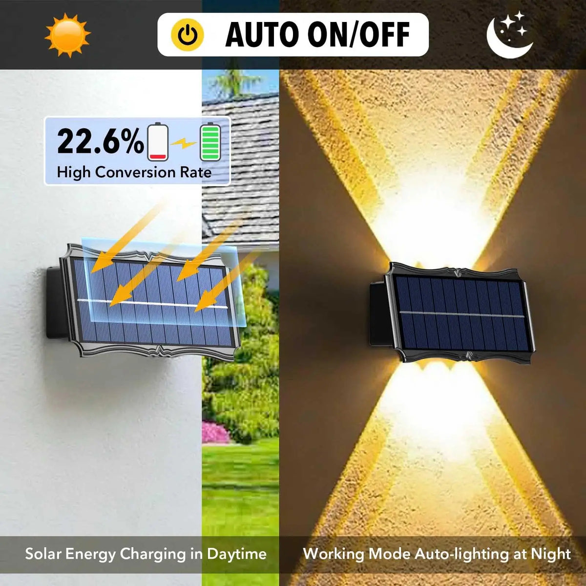 Waterproof solar wall light for decorative outdoor lighting - vue 4 sur 11