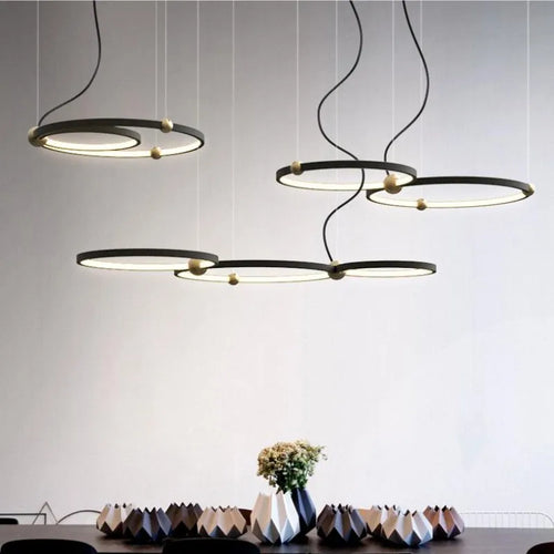 Modern ring LED pendant chandelier for hanging decoration - vue 4 sur 9