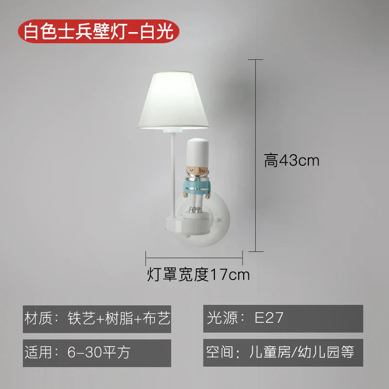 Decorative children's wall light cartoon American soldier - vue 10 sur 11