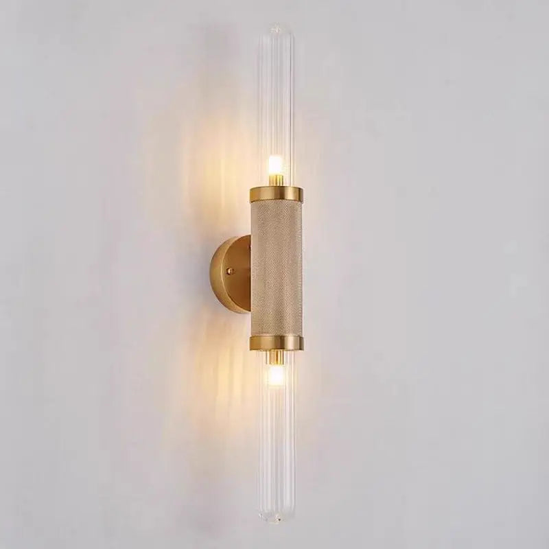 Art deco glass and gold metal wall light