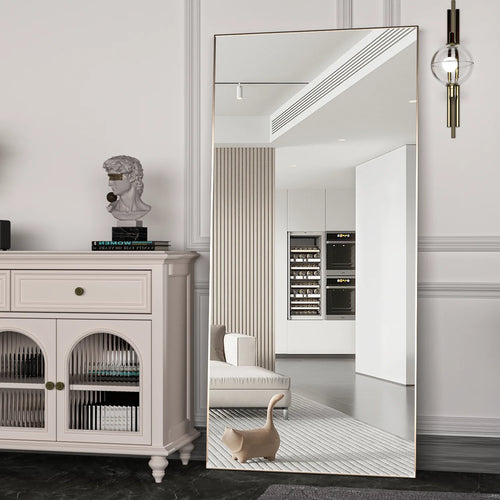 CASSILANDO Full Length Mirror 65" * 24", Floor Standing Mirror, Black Metal Frame Mirror， Full Body Mirror - vue 7 sur 8