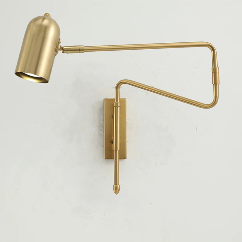 Industrial style adjustable wall light in black and gold - vue 5 sur 11