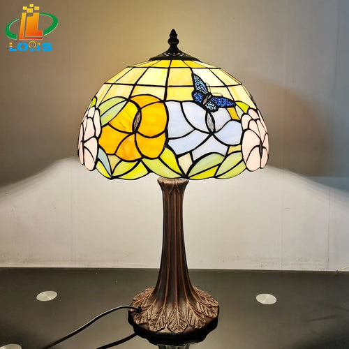 Tiffany style butterfly table lamp for decoration and gift