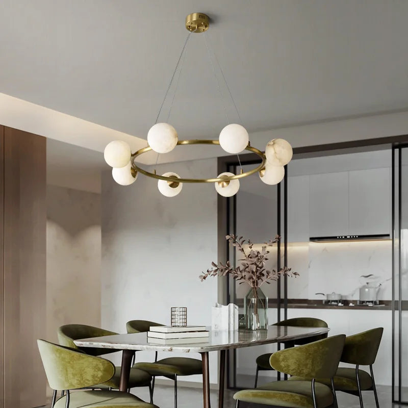 Marble and copper pendant light for creative luxury lighting
