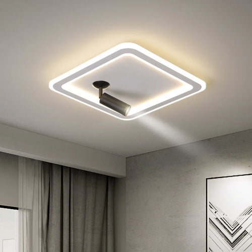 Modern round and square LED ceiling light with surface-mounted spotlight - vue 2 sur 15