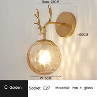 Retro glass ball decorative LED wall light night lamp
