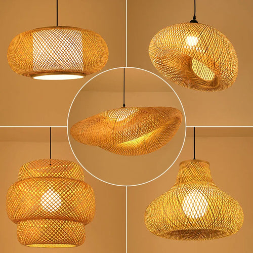 Handmade Chinese style bamboo chandelier with vintage pastoral weaving - vue 5 sur 30