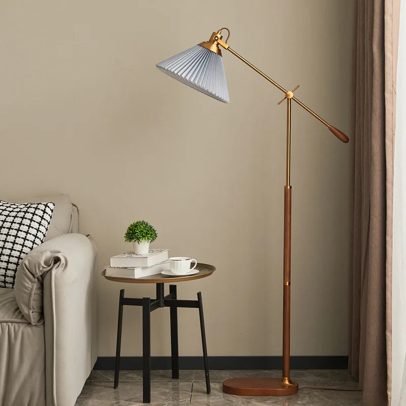 Premium vintage pleated fabric floor lamp
