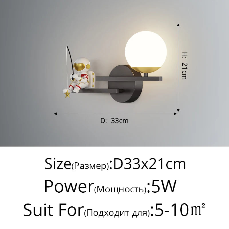 Astronaut moon planet LED wall light nordic style 2022 - vue 16 sur 18