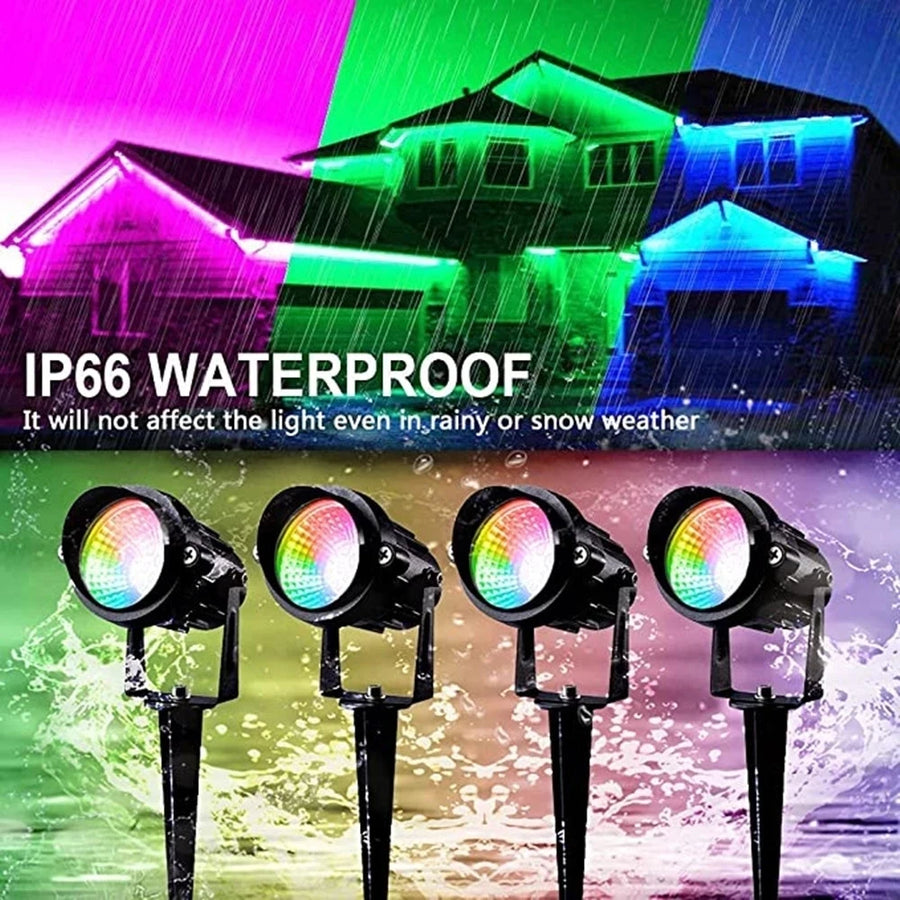 Waterproof bluetooth outdoor spotlight controllable via app for garden