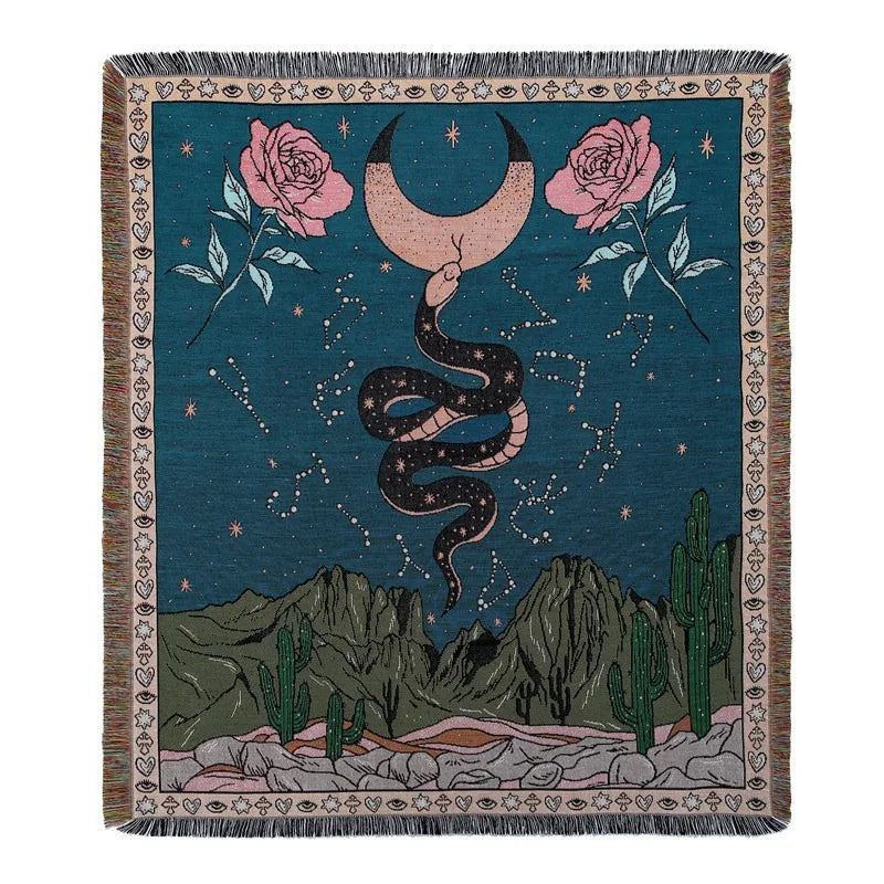 Bohemian pastoral landscape throw blanket for sofa and picnic - vue 7 sur 7
