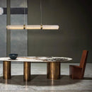 Modern luxury copper and marble LED chandelier zigzag indoor lighting