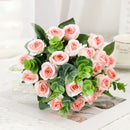 Set of 10 artificial roses bouquet with eucalyptus and peonies decorative