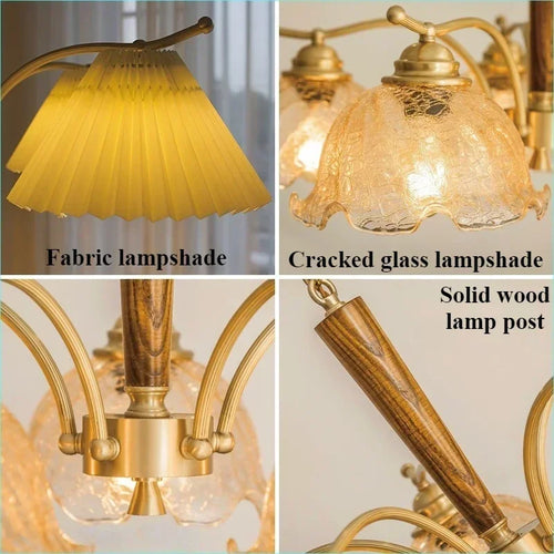 Nordic retro pendant light with pleated fabric shade decorative lamp - vue 6 sur 11