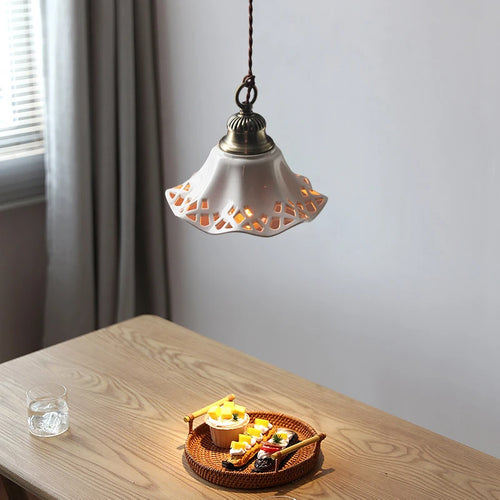 Modern ceramic LED pendant light for home interiors - vue 7 sur 29