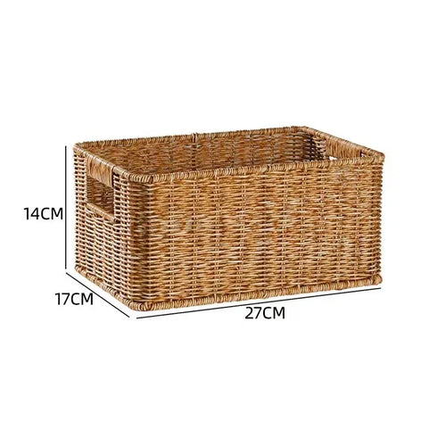 Strong Rectangle Woven Storage Basket with Handles, Waterproof Plastic Baskets for Home Toy Storage, Nest - vue 11 sur 15