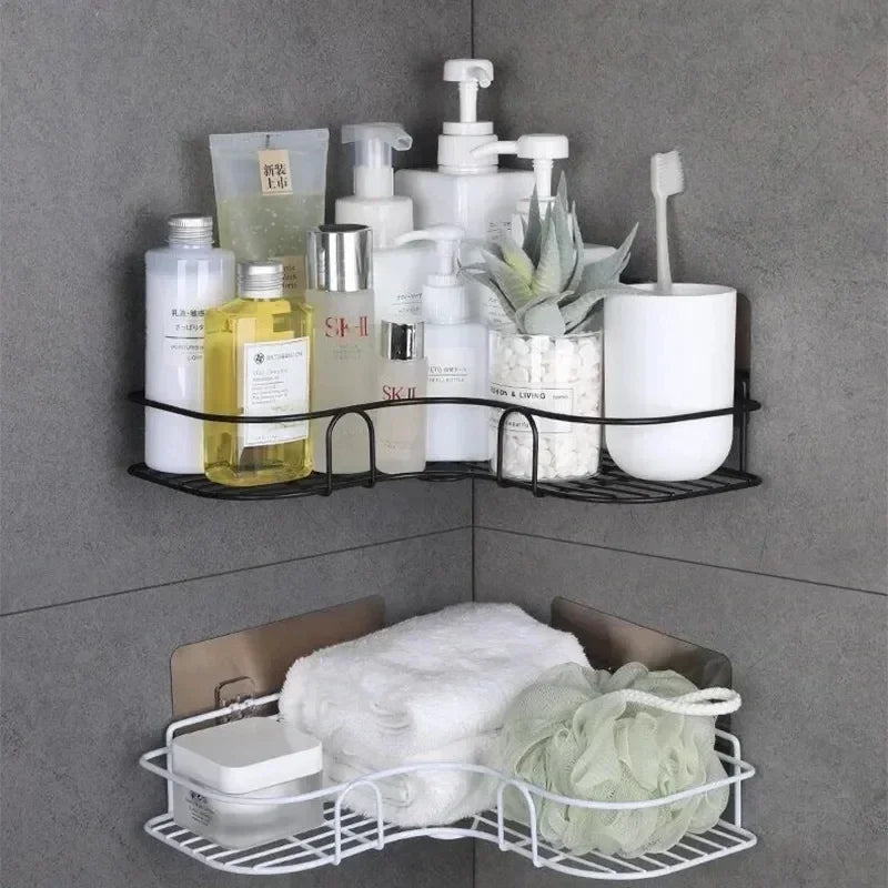 wall-mounted storage shelf for cosmetics and shampoo