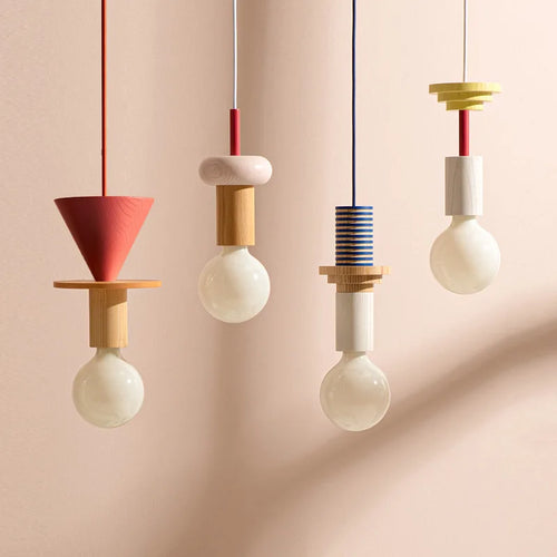 Modern wooden chandelier with LED for home - vue 3 sur 13