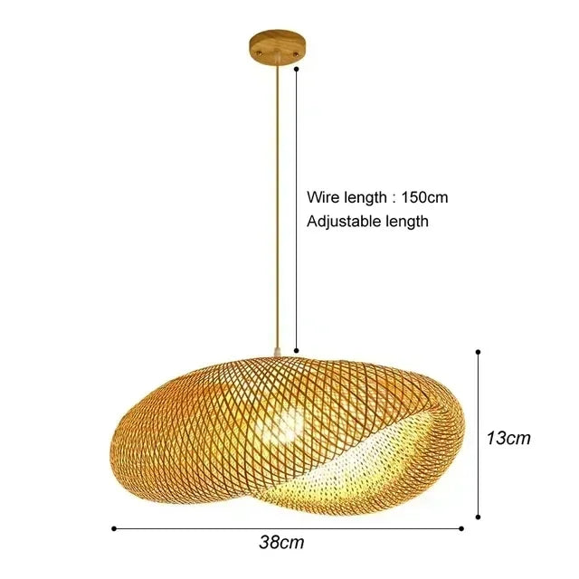Chinese style hand-woven bamboo chandelier - vue 18 sur 30