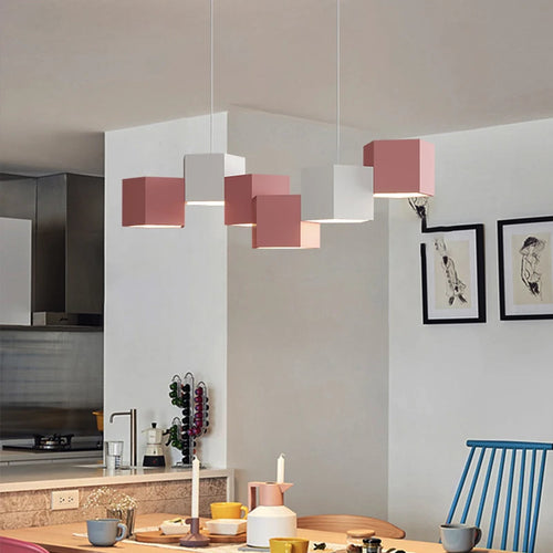 Modern simple nordic style creative hexagonal prism indoor chandelier - vue 6 sur 11