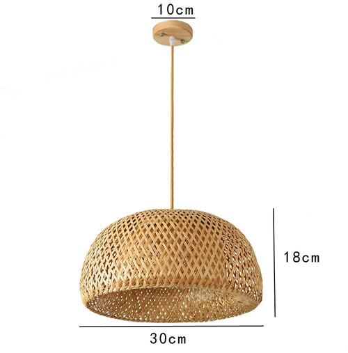 Suspension en bambou tissé à la main rétro salle à manger lanterne lustre E27 jardin maison chambre luminaires décoratifs suspension - vue 11 sur 14