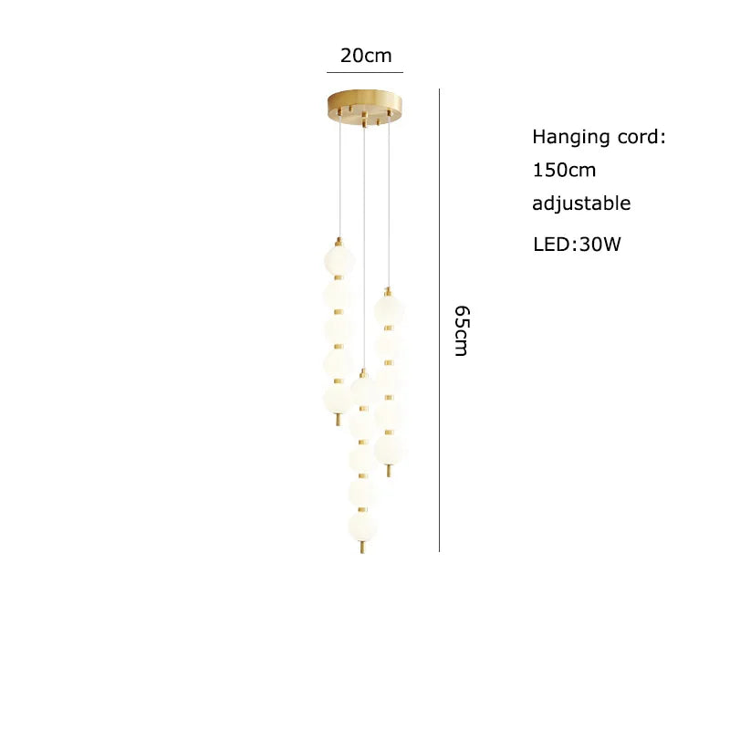 Art deco style glass pendant light in gold and chrome - vue 12 sur 13
