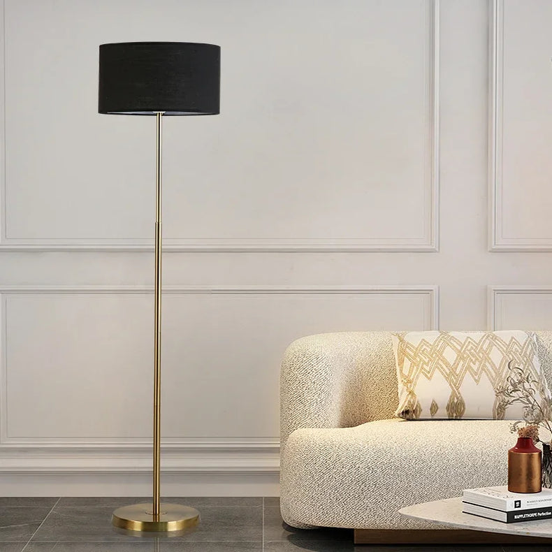 Modern metal floor lamp with fabric shade