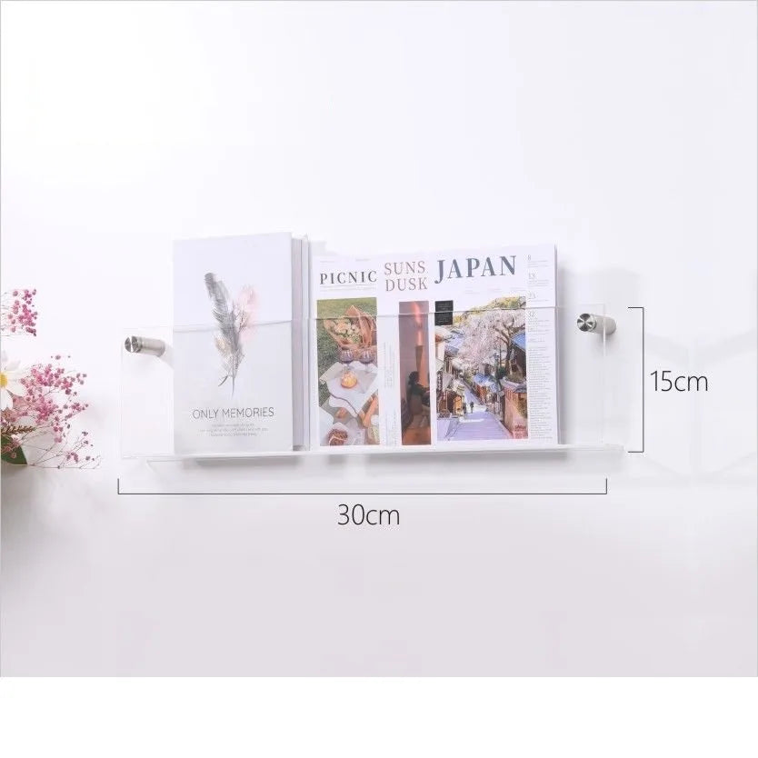 acrylic floating wall shelf magazine rack and literature organizer - vue 44 sur 52