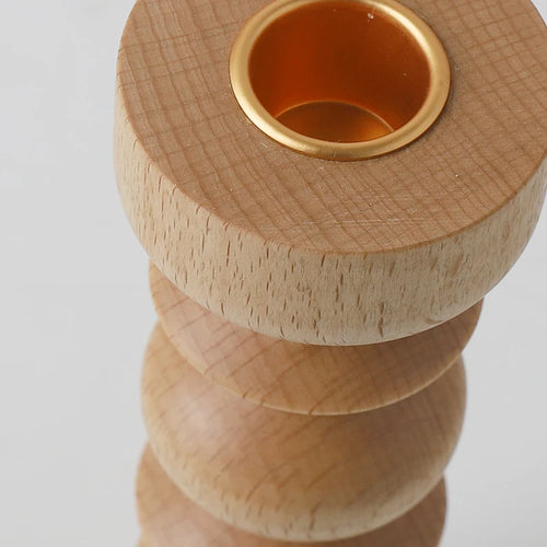 Wooden candle holder for nordic table decoration - vue 7 sur 9