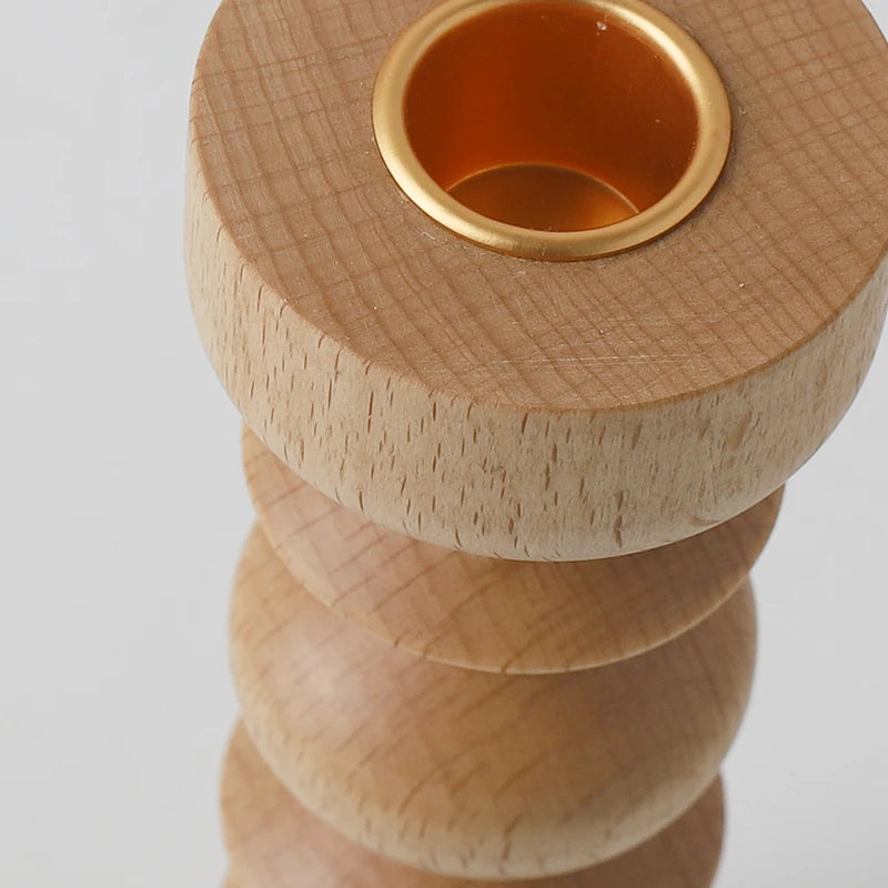 Wooden candle holder for nordic table decoration - vue 6 sur 9