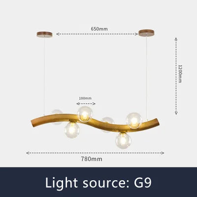 Solid wood and glass pendant light - vue 9 sur 11