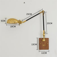 Adjustable vintage loft wall light in wood and copper