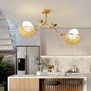 Modern LED chandelier with bird's nest design and glass ball