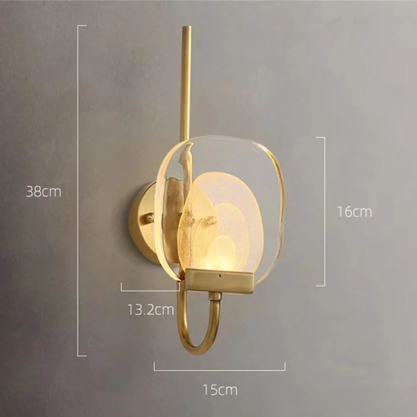Luxury brass and crystal LED wall light with modern design