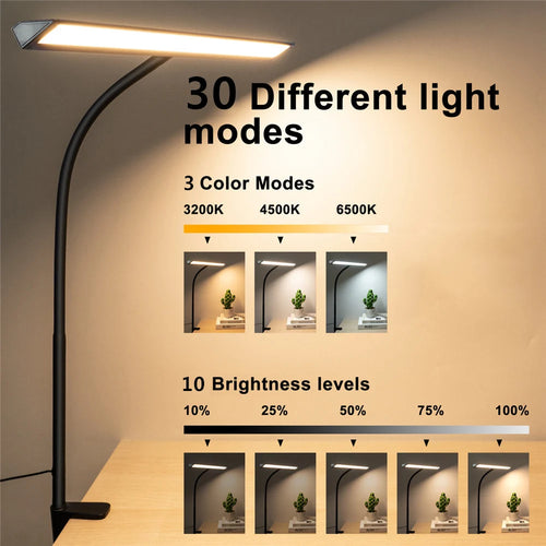 Foldable LED clip desk lamp with eye protection, 3 modes and 10 brightness levels - vue 2 sur 10