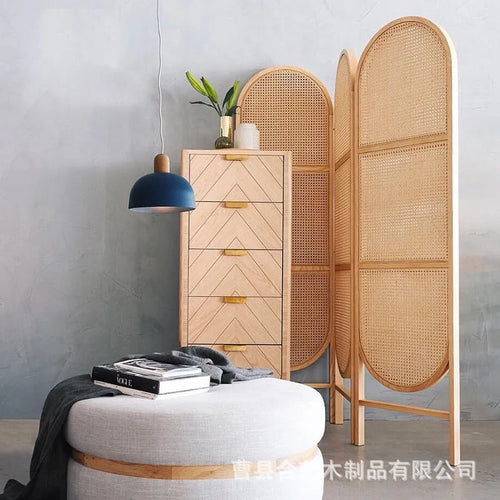 elegant rattan room divider for modern interior decoration - vue 3 sur 5