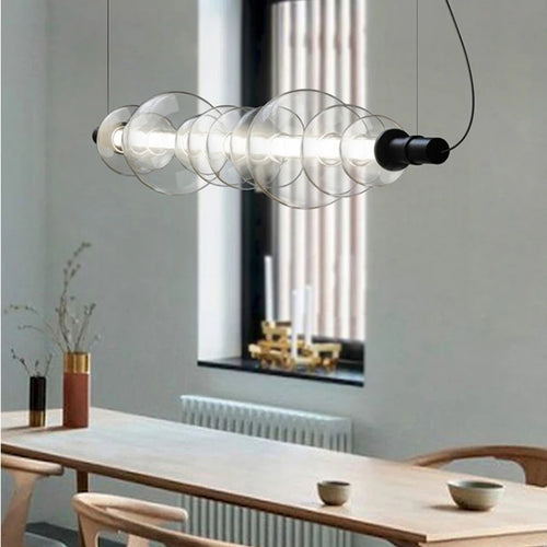 Modern glass bar counter with minimalist pendant lighting - vue 7 sur 9